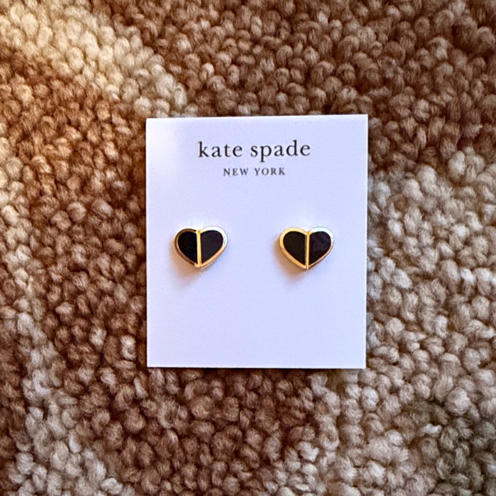 Kate Spade Gold and Black Heart Studs